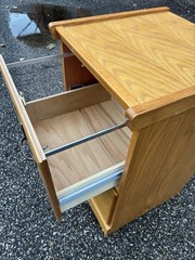 Vintage Industrial Mission Style Oak Wood Filing File Cabinet 2 Drawer / No Key