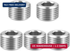 5 PCS 3/8″ NPT Male Pipe Plug Stainless Steel Pipe Plug Fitting Set Hex Counter
