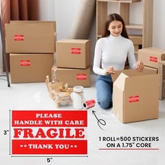 4000 pieces 3″ x 5″ Handle With Care Fragile Label Sticker Self Adhesive Warning