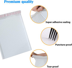 White 8.5 X 11 Inches Poly Bubble Mailers, 25 Pcs Self-Seal Shipping Bags