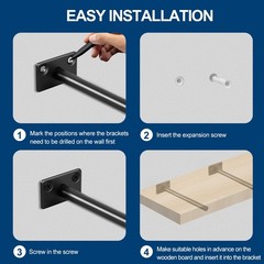 4 Pcs 6″ Black Solid Steel Floating Shelf Bracket Blind 6 Inch,