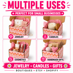 6x6x6 Wavy Daisy Designer Shipping Boxes Pink 32 ECT Corrugated Mailers