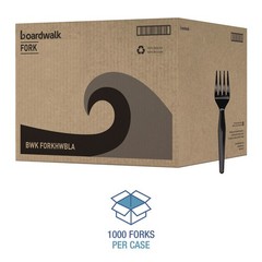 Boardwalk FORKHWBLA Heavyweight Polystyrene Fork Cutlery – Black (1000/Ct) New