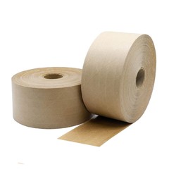 6 Rolls, Wolverine Economy Water Activated Kraft Gum Tape 70mm x 1000′, 5.5 Mil