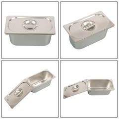 6 Pack 6″ Deep Hotel Pans Steam Table Pan Stainless Steel 1/3 Size with Lid