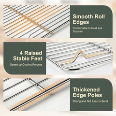 Baking Sheet with Rack Set (2 Pans + 2 Racks), 16 x 16 x 12 x 1 Inch, Silver
