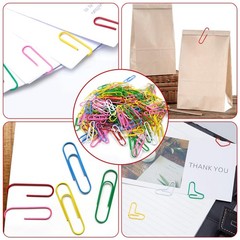 Paper Clips, 200 Medium 1.3 inch, Red, Green, Yellow, Blue, White, and Pink