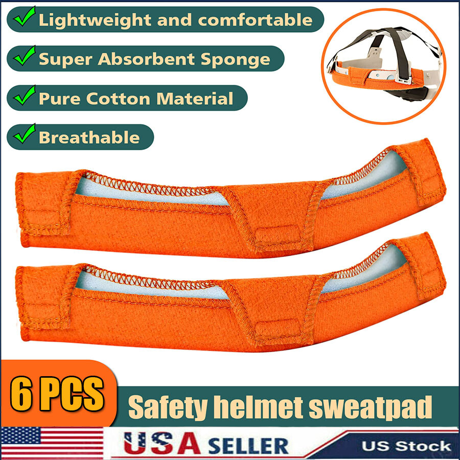 6 Pack Safety Helmet Sweatband Cotton Hard Hat Liner Accessories Washable
