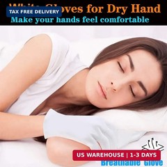 Plus Size White Cotton Glove, 4 Pairs Cotton Moisturizing Gloves for Eczema & Dr