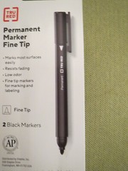 Staples Tru Red Permanent 2 Pack Fine Tip Black Markers
