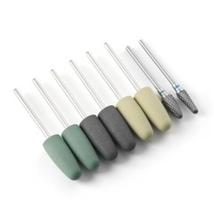 8Pcs Dental Resin Base Acrylic Polishing Burs Kit HP Tungsten Carbide Polisher