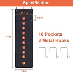 10 Pockets Over Door Hanging Wall File Organizer Oxford Cloth Storage Chart