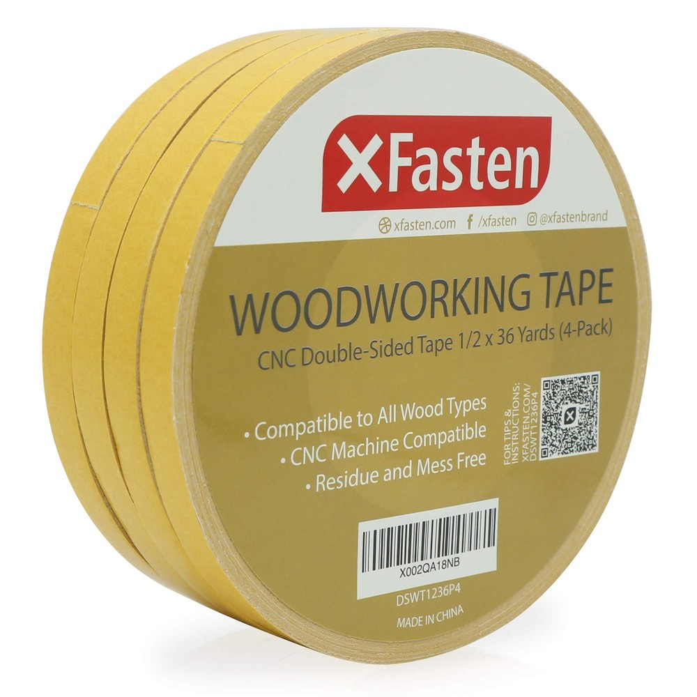 XFasten Double Sided Woodworking Tape 1/2″ x 36 Yards (4-Pack)