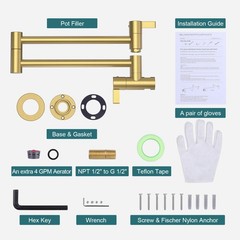 Brushed Gold Pot Filler Faucet Arcora Modern Pot Filler Wall Mount Folding