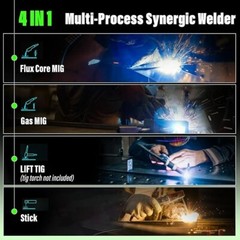 Gas and Gasless 200A 110V/220V Multiprocess MIG Welder – 4-In-1 Welding Machine