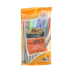 4 Pack BiC Cristal Xtra Bold Ball Pen, Bold, Assorted Colors 19627, 8 Ct