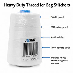 New 6 Cones 100% Polyester White Thread for Portable Bag Closer Stitcher