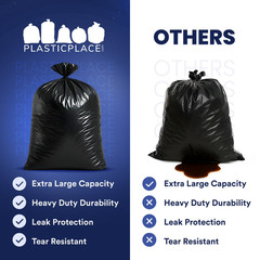 Plasticplace 95-96 Gal Trash Bags 1.2 Mil 50 Ct Black FREE SHIP