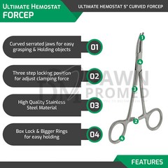 10 Pcs Mosquito Hemostat Locking Forceps 5″ Curved & Straight Surgical German GR