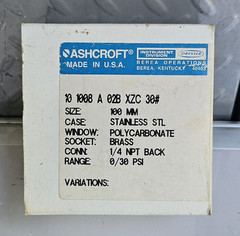 ASHCROFT 10-1008-A-02B-XZC 30# PRSSURE GAUGE 100MM 0-30 PSI–OEM