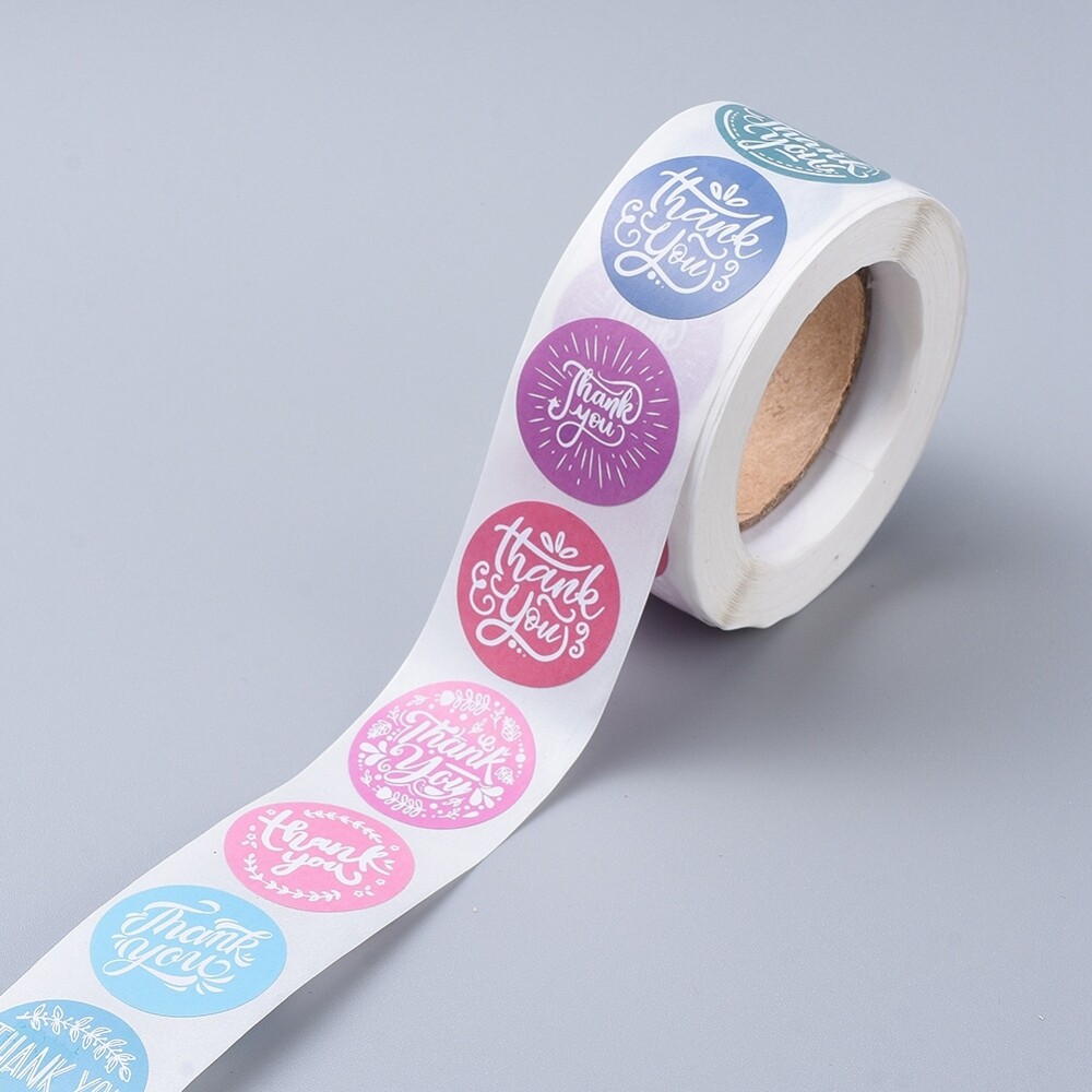 Thank You Color Design Sticker Labels 500 each per roll Great for Orders Crafts