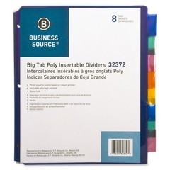Multicolor Binder Dividers Large Tabs 3 Hole Punched with Blank Inserts Set of 8