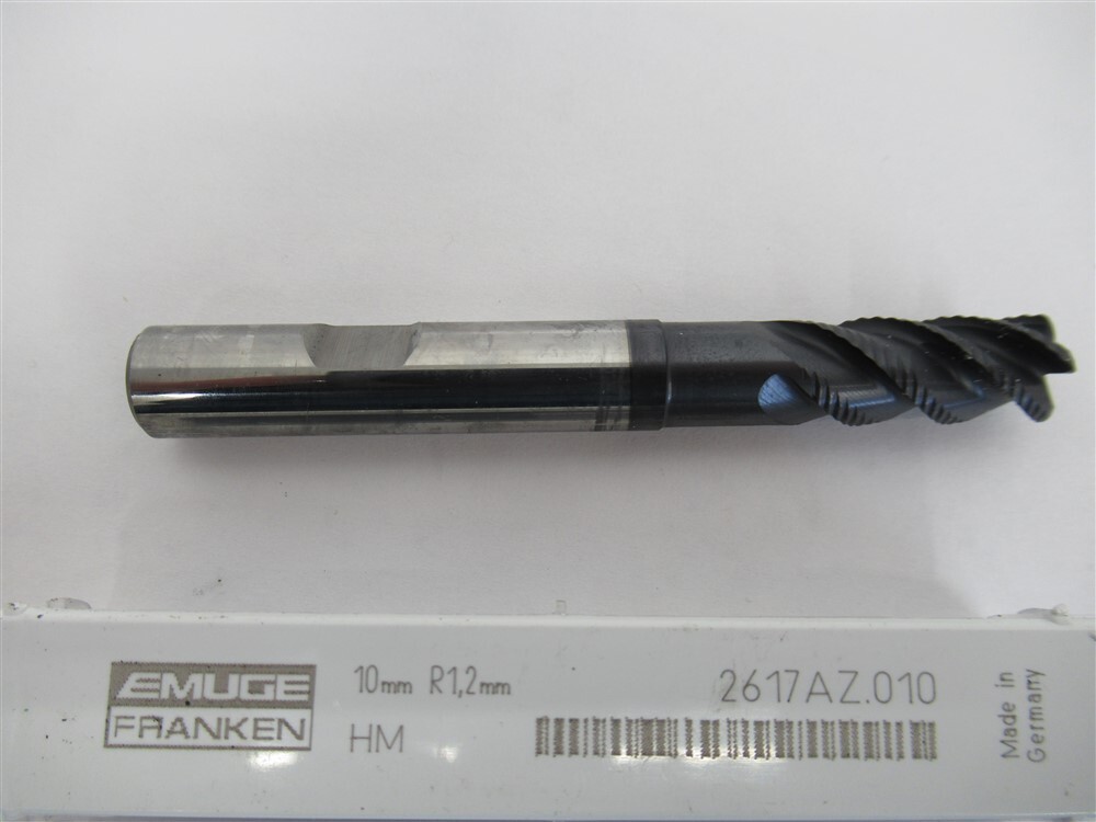 Emuge 2617AZ.010 , 10mm Solid Carbide 1.2mm Corner Radius Square End Mill