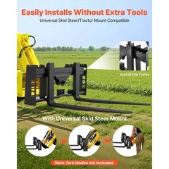 Uimoso 45″ 4000lbs Skid Steer Pallet Frame w/2″ Hitch Receiver and Spear Sleeves