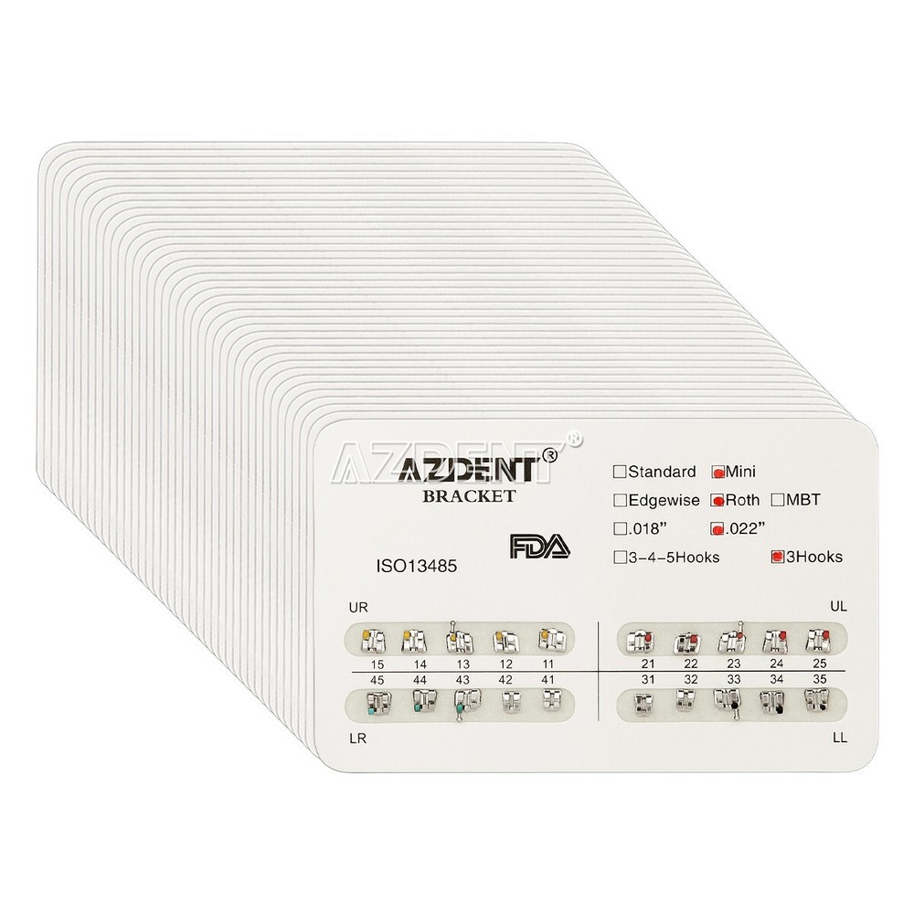 USA 50x AZDENT Dental Orthodontic Metal Brackets Braces Mini Roth.022 Hooks 3