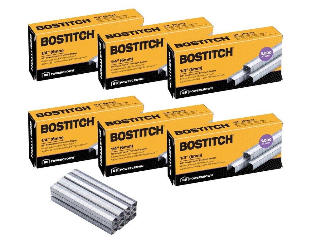 Bostitch Office B8 PowerCrown 0.25 Inch Staples, Pack 30,000 Silver