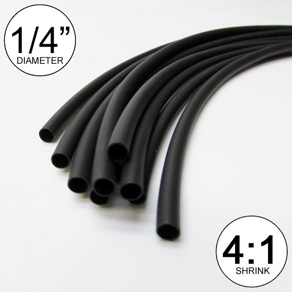 (10 FT) 1/4″ Black Heat Shrink Tube 4:1 Dual Wall Adhesive 0.25 inch/glue/to 6mm