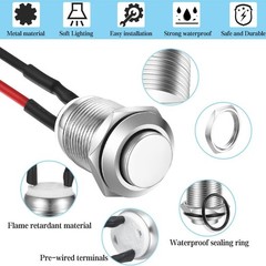 Waterproof Push Button Switch 5pcs 12mm Metal Momentary ON OFF High Head
