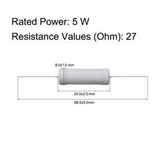 10Pcs 27 Ohm Resistor,5W 5% Tolerance Metal Oxide Film Resistors Flame Proof