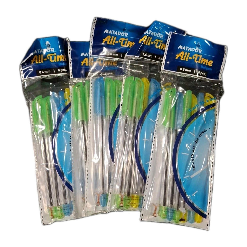 Matador All Time Ballpen 0.6 mm Black Ink 5 Packs Of 6 Pens 30 Pens Total