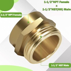 1-1/2″ NPT Female x 1-1/2″ NST (NH) Male Brass Hexagonal Nipple Fitting Fire