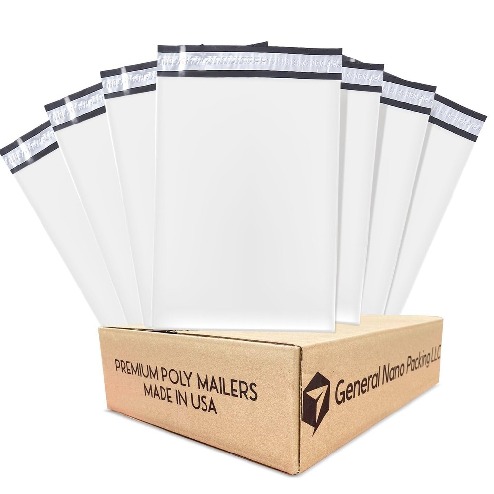 Premium White Poly Mailers, Extra Strong Self-Sealing Shipping Envelopes
