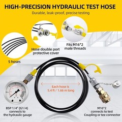 Hydraulic Pressure Test Kit 5 Gauges 13 Couplings 14 Tee Connectors 5 Test Hoses