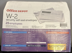Lot of 2-Office Depot Double-Window Self-Seal W-2 Envelopes 25 in each pack