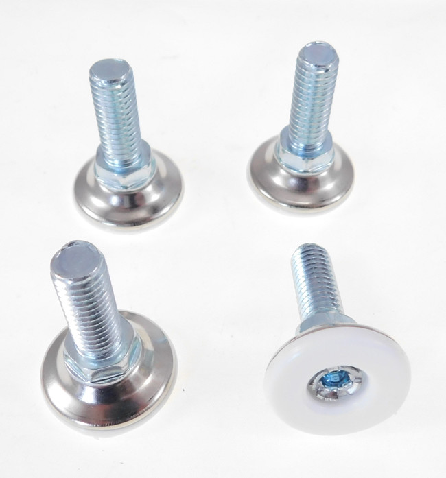 4 Pack Monaco 3/8-16 Non-Swivel W/Hex White Nylon Base Leveler MONO-33
