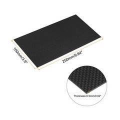 2 Pcs Carbon Fiber Sheet 250×100×0.5mm Glossy Surface Plain Weave Panel Sheet
