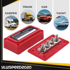 Heavy Duty 4 Way Bus Bar/Power Distribution Box Screw Terminal Studs 300A 48V DC