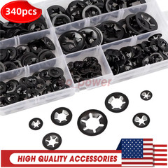 340Pcs Internal Tooth Star Lock Spring Quick Washer Push On Speed Nut Assortment