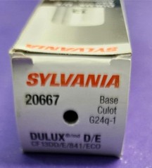Sylvania 20667 13W CF13DD/E/841/ECO 4 Pin G24q-1 Base CFL – NEW OLD STOCK