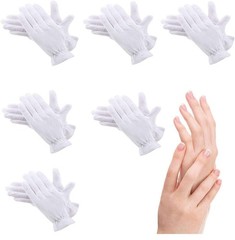 6 Pairs Moisturizing Gloves Over Night Bedtime White Cotton | Cosmetic Inspec…