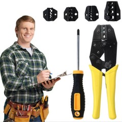 Ratcheting Crimping Tool Kit Cord End Terminals Wire Crimper Pliers w/ 8 Dies US