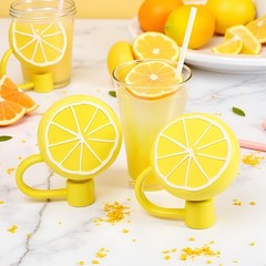 4Pcs Yellow lemon Straws Cover Cap Reusable Silicone 6-8 Millimeters,
