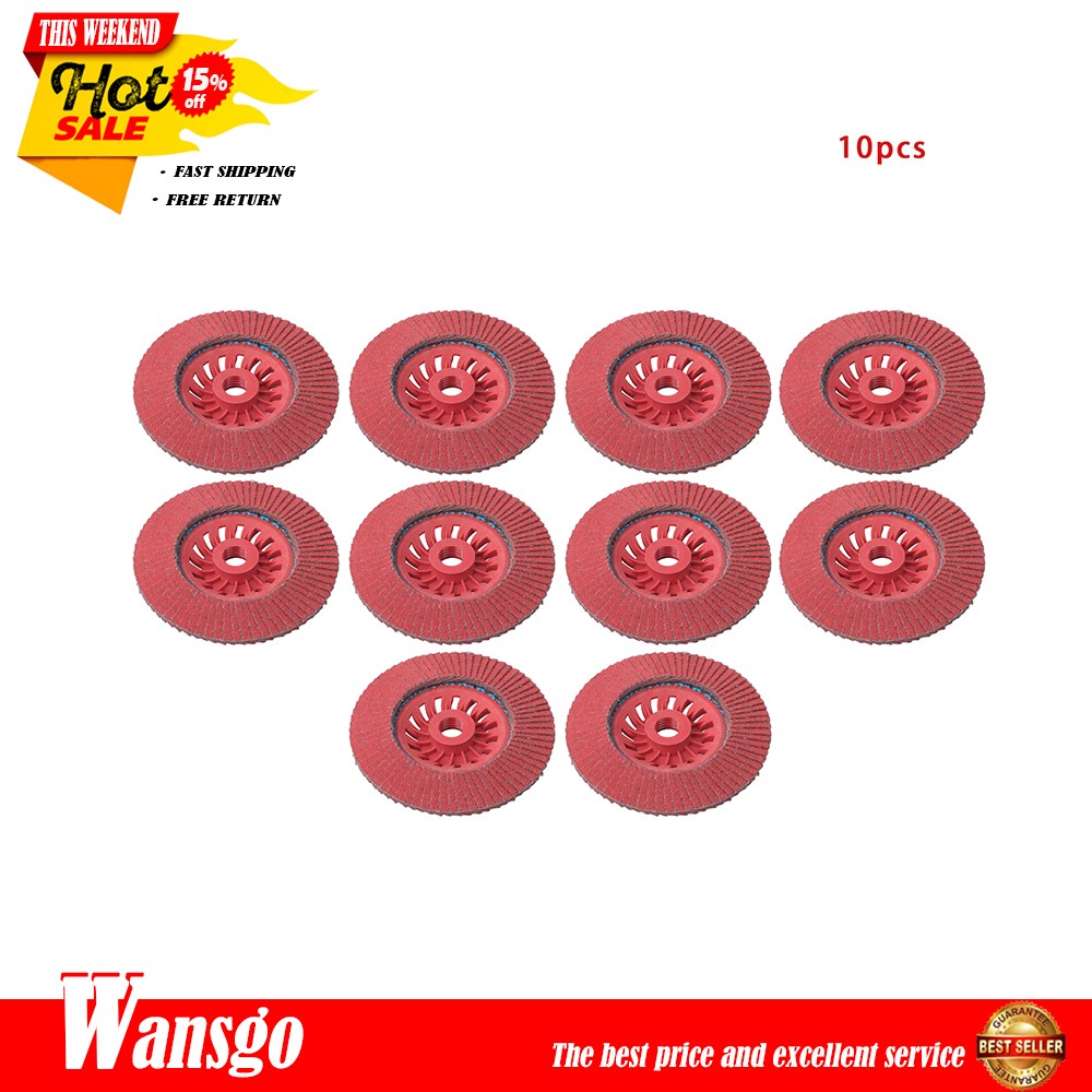 10 PCS Type 29 Ceramic Grain Flap Sanding Discs 4-1/2″ x 7/8″ 80 Grits