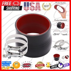 Straight ID 3.5 to 4 inch Black Silicone Reducer Coupler with 2 T-Bolt Clamps…