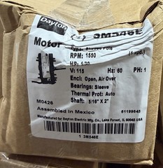 Dayton 71633692M Hvac Motor, 1/30 Hp, 1550 Rpm, 115V, 3.3 Dented Box New Sealed
