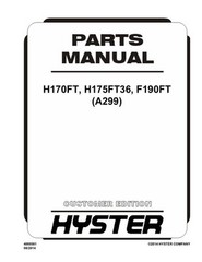 Hyster H170FT, H175FT36, F190FT A299 Forklift Parts Manual Catalog Diagram Book